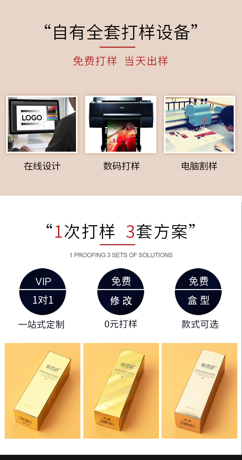 產品包裝盒打樣,1次打樣3種效果 產品包裝盒打樣,1次打樣3種效果